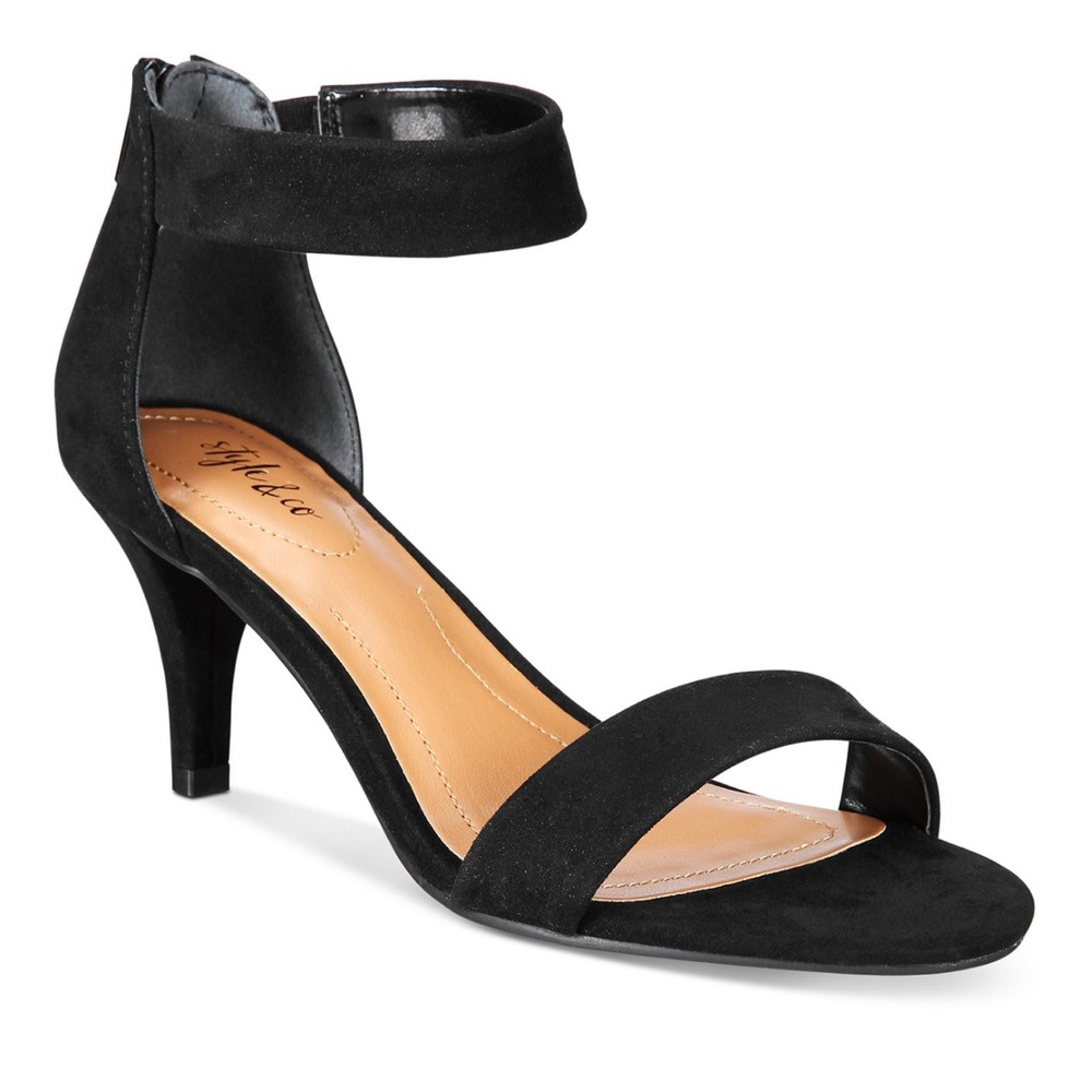Style & Co Paycee Two-Piece Dress Sandals Black Size 8W‎ EUC - Picture 9 of 9